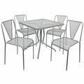 Bfm Seating Nexus 32'' Square Titanium Silver E-Coated Steel Outdoor Dining Height Table Set 163YQT32S